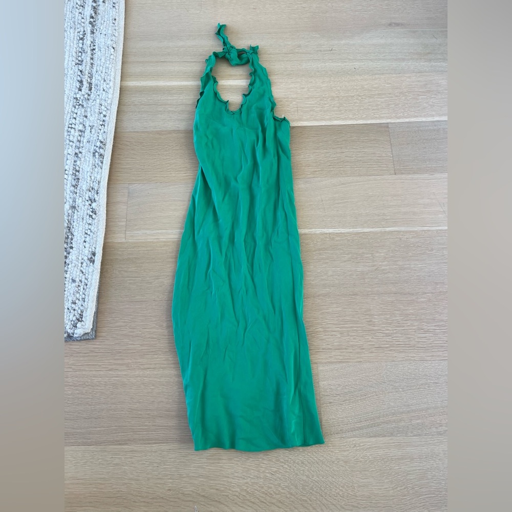 TIBI GREEN SATIN DRESS